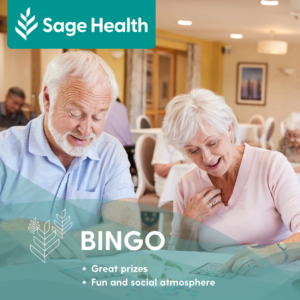 two older adults playing bingo
