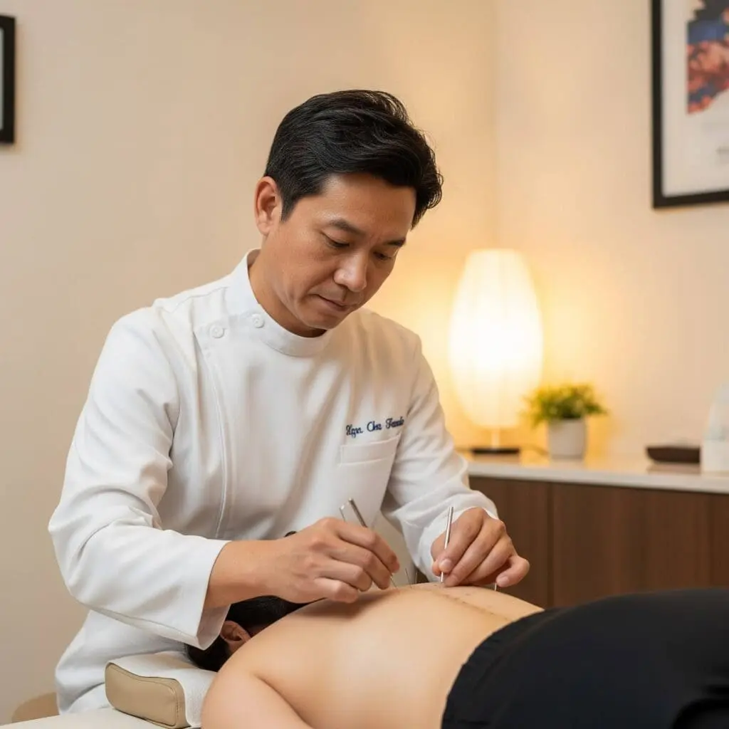primary care doctor performing acupuncture