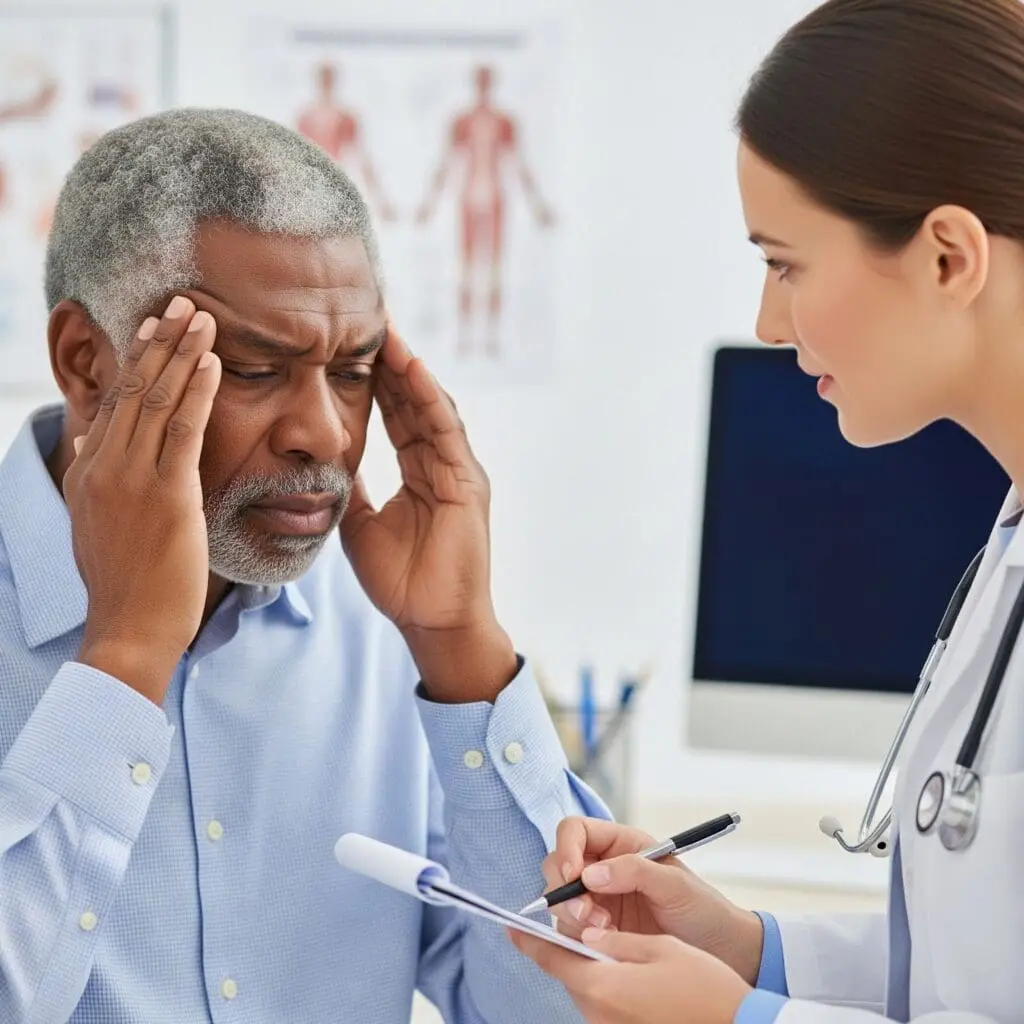 doctor consulitng a patient about his dizzines due to vertigo