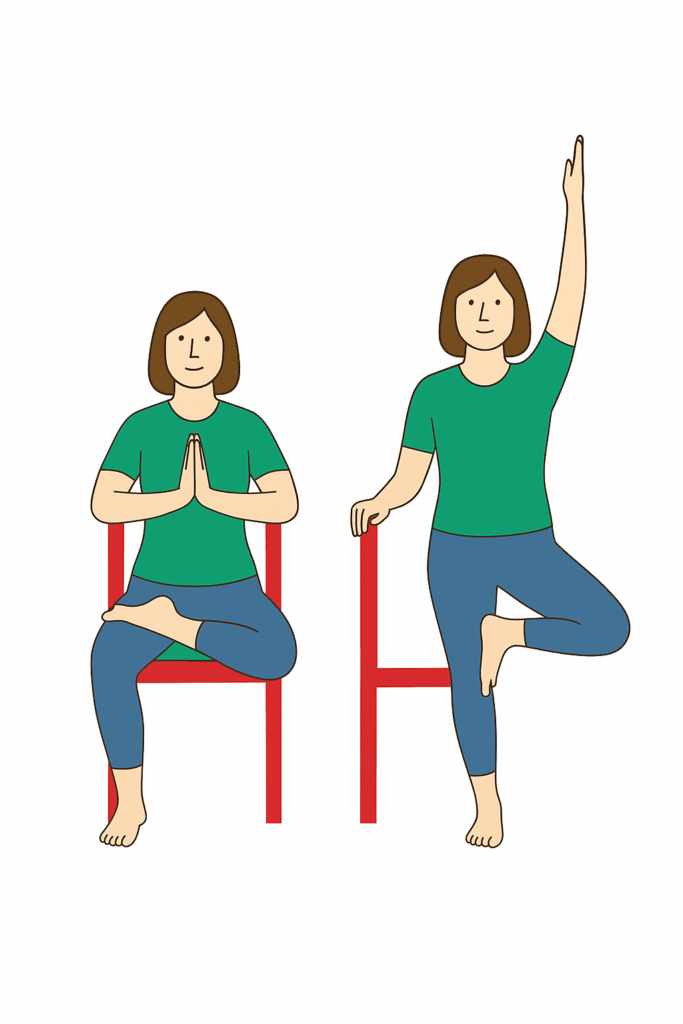 chair yoga excercise tree pose
