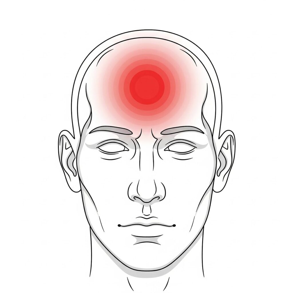diagram of a person that has pain in the head due to vertigo